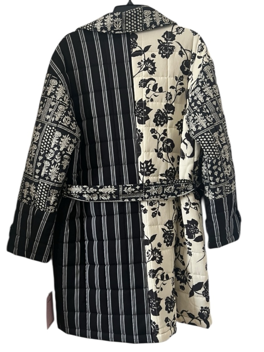 Avec Les Filles Quilted Floral Striped Robe Coat Size M - Picture 4 of 9